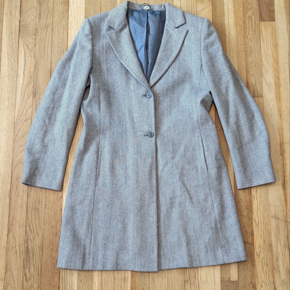 NOA NOA Blue and Gray herringbone wool blend jacket